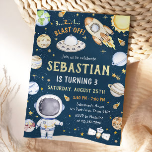 Astronaut Outer Space Birthday Party Invitation