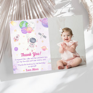 Astronaut Outer Space Birthday Thank You Card