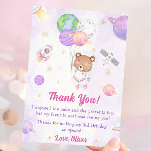 Astronaut Outer Space Birthday Thank You Card