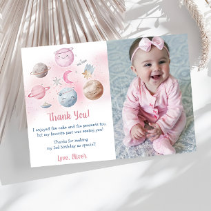 Astronaut Outer Space Birthday Thank You Card 