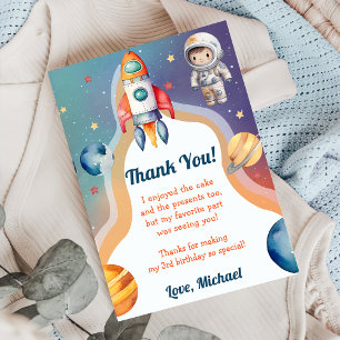Astronaut Outer Space Birthday Thank You Card
