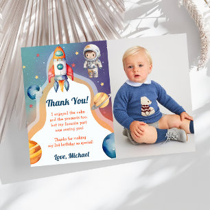 Astronaut Outer Space Birthday Thank You Card