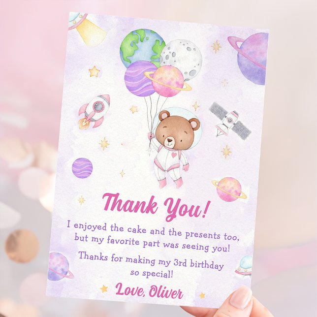 Astronaut Outer Space Birthday Thank You Card (Creator Uploaded)