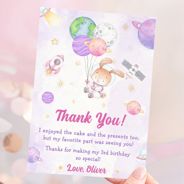Astronaut Outer Space Birthday Thank You Card (Creator Uploaded)