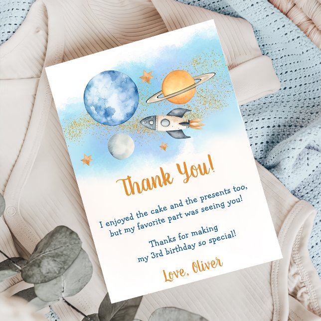 Astronaut Outer Space Birthday Thank You Card (Creator Uploaded)