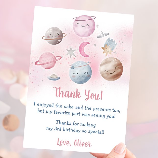 Astronaut Outer Space Birthday Thank You Card (Creator Uploaded)