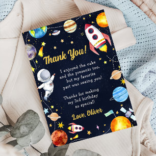 Astronaut Outer Space Birthday Thank You Card