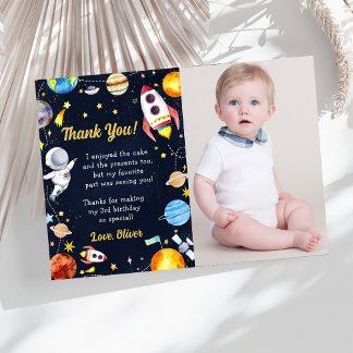 Astronaut Outer Space Birthday Thank You Card
