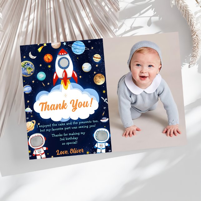 Astronaut Outer Space Birthday Thank You Card  (Creator Uploaded)