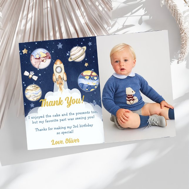Astronaut Outer Space Birthday Thank You Card (Creator Uploaded)