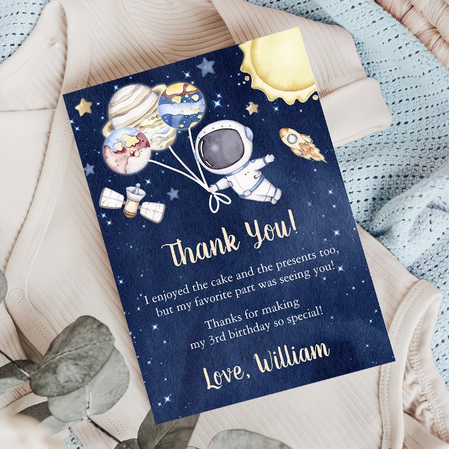 Astronaut Outer Space Birthday Thank You Card (Creator Uploaded)