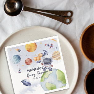Astronaut Outer Space Boy Baby Shower Party Napkin