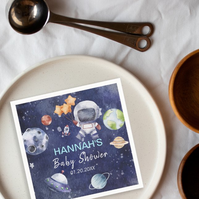 Astronaut Outer Space Boy Baby Shower Party Napkin (Astronaut Outer Space Boy Baby Shower Party Napkins)
