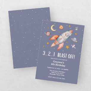 Astronaut Outer Space Boy Birthday Invitation