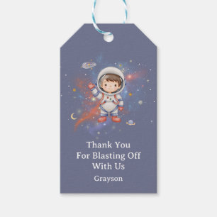 Astronaut Outer Space Boy Birthday Thank You Gift Tags
