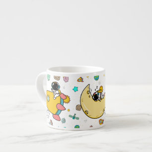 Astronaut Outer Space Cartoon Espresso Cup