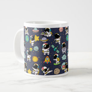 Astronaut Outer Space Cartoon Large Coffee Mug