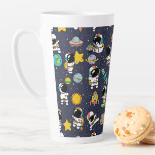 Astronaut Outer Space Cartoon Latte Mug