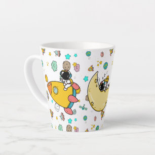 Astronaut Outer Space Cartoon Latte Mug
