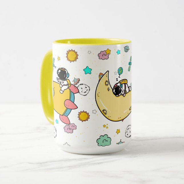 Astronaut Outer Space Cartoon  Mug (Front Left)