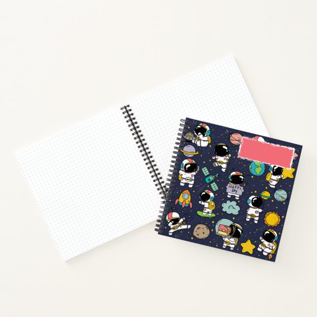 Astronaut Outer Space Cartoon  Notebook (Inside)