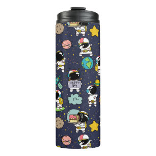 Astronaut Outer Space Cartoon  Thermal Tumbler