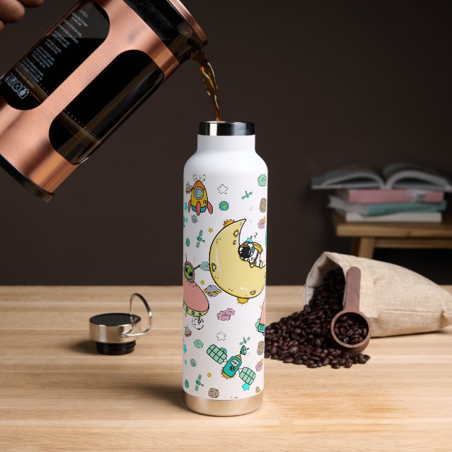 Astronaut Outer Space Cartoon  Water Bottle (Coffee)