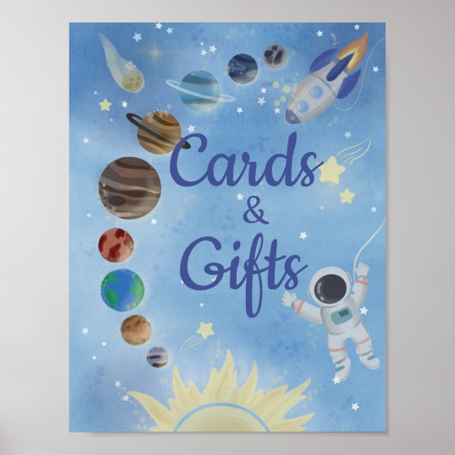 Astronaut Outer Space Planets Cards and Gifts  Pos Poster (Front)