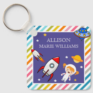 Astronaut Outer Space Rocket Girls Name Key Ring