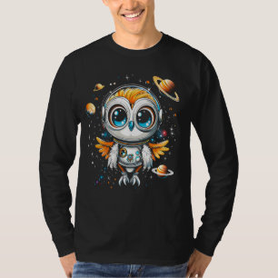 Astronaut Owl Galaxy Space Explorer Planets Outer  T-Shirt