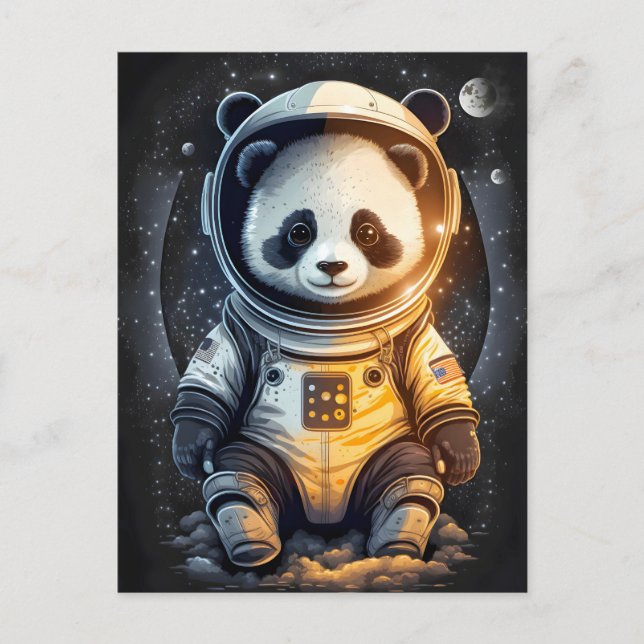 Astronaut Panda Bear Illustration Postcard (Front)