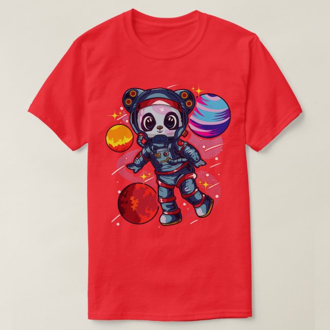 Astronaut Panda Bear In Space T-Shirt (Design Front)