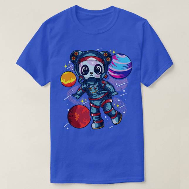 Astronaut Panda Bear In Space T-Shirt (Design Front)