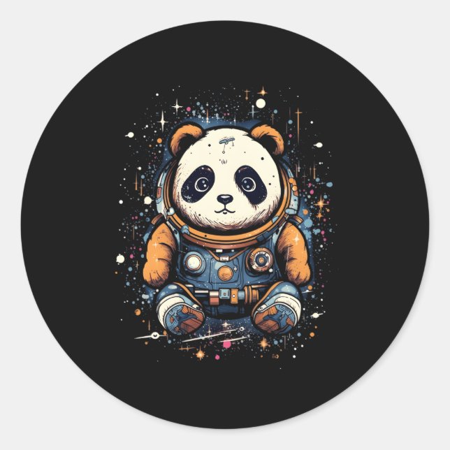 Astronaut Panda Outer Space Panda Bear Kawaii Classic Round Sticker (Front)