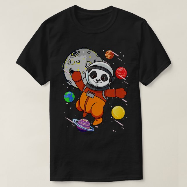 Astronaut Panda Outer Space Planets Panda Bear Cos T-Shirt (Design Front)