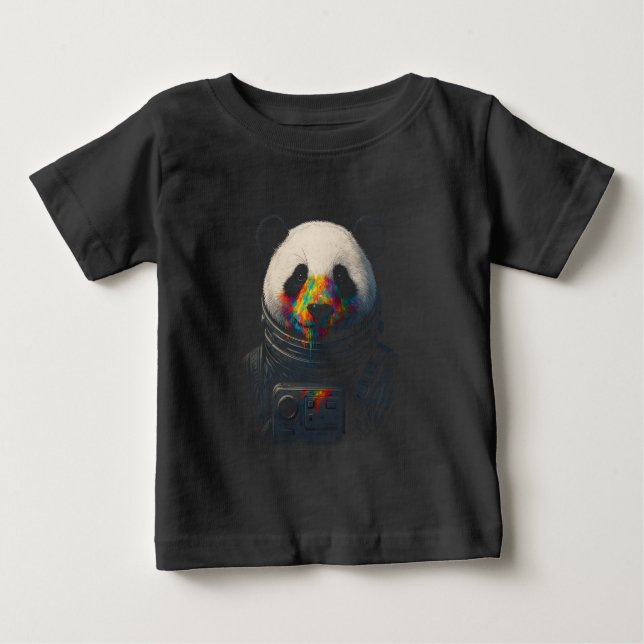 Astronaut Panda with Neon Paint Splash  Baby T-Shirt (Front)