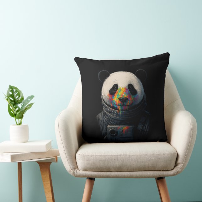 Astronaut Panda with Neon Paint Splash  Cushion (Chair)