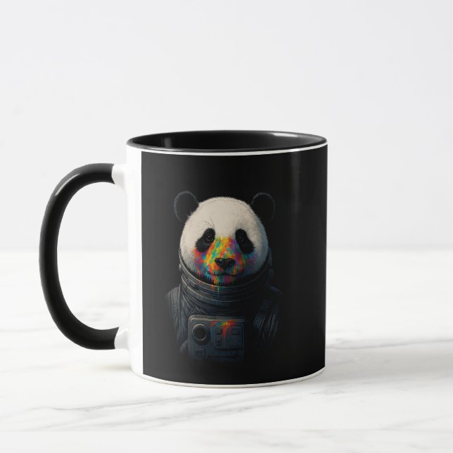 Astronaut Panda with Neon Paint Splash  Mug (Left)