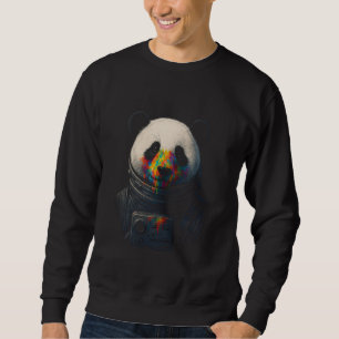 Astronaut Panda with Neon Paint Splash  Sweatshirt