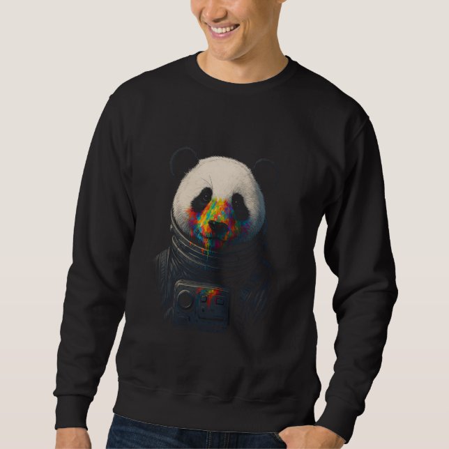 Astronaut Panda with Neon Paint Splash  Sweatshirt (Front)