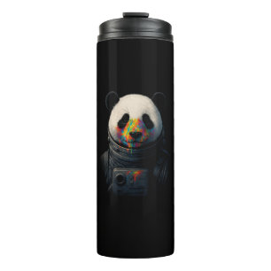 Astronaut Panda with Neon Paint Splash Thermal Tumbler