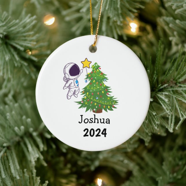 Astronaut Personalised Christmas  Ceramic Ornament (Tree)
