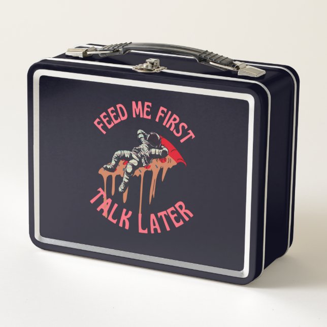 Astronaut Pizza Funny  Metal Lunch Box (Front)