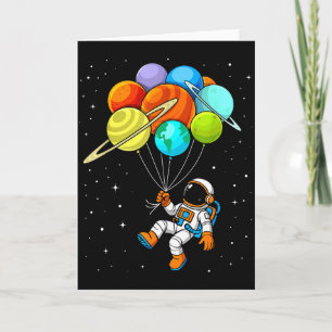 Astronaut Planet Balloons Solar-system Space Kids  Card