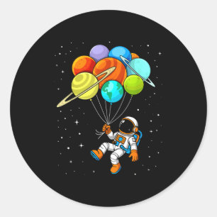 Astronaut Planet Balloons Solar-system Space Kids Classic Round Sticker