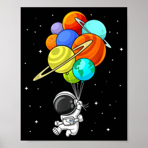 Astronaut Planet Balloons Solar-system Space Kids  Poster