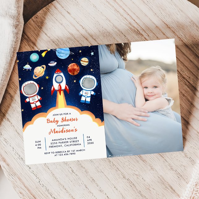 Astronaut Planet Rocket Outer Space Baby Shower Invitation (Creator Uploaded)