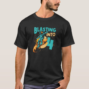 Astronaut Planet Spaceship Happy 4th Birthday T-Shirt