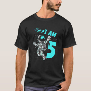 Astronaut Planet Spaceship Happy 5th Birthday T-Shirt