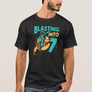 Astronaut  Planet Spaceship Happy 7th Birthday T-Shirt